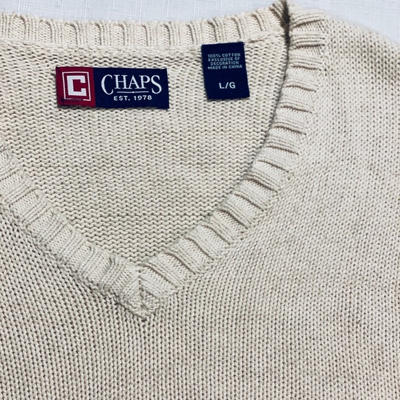 Chaps Knit Pullover V Neck Sweater L - Picture 3 of 3